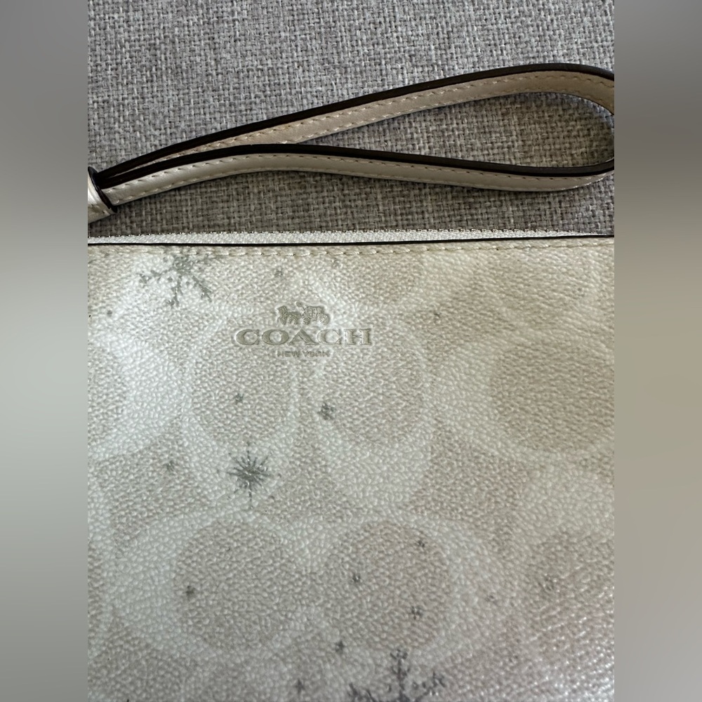 Coach Snowflake Patterned Wristlet in Cream - Picture 2 of 3